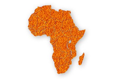 Beyaz arkaplanda turuncu renkli Afrika haritası.