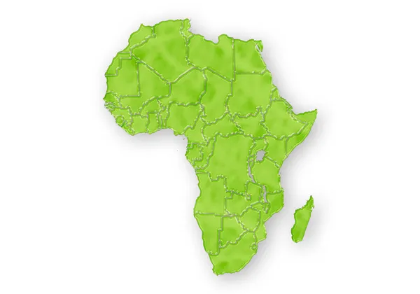 白色背景上的绿色非洲地图 — 图库照片