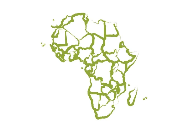 Mapa Afryki Zielone Pociągnięcia Białym Tle — Wektor stockowy