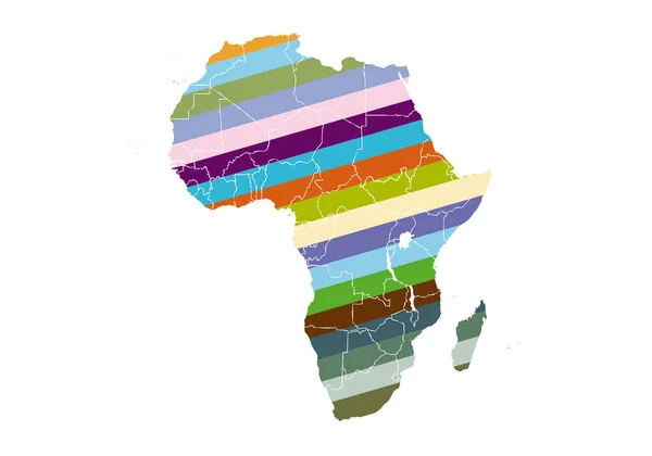 Mapa Afryki Kolorze Wielobarwnym Białym Tle — Wektor stockowy