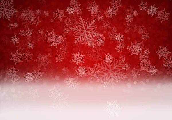 Czerwone Boże Narodzenie Tło Białymi Płatkami Śniegu — Zdjęcie stockowe