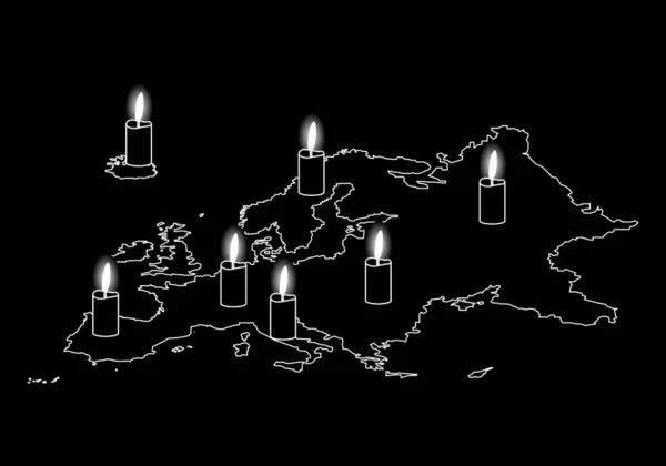 黒と白のヨーロッパでの電力または電気停電 エネルギー危機 クリスマスだ 技術的停電 — ストックベクタ