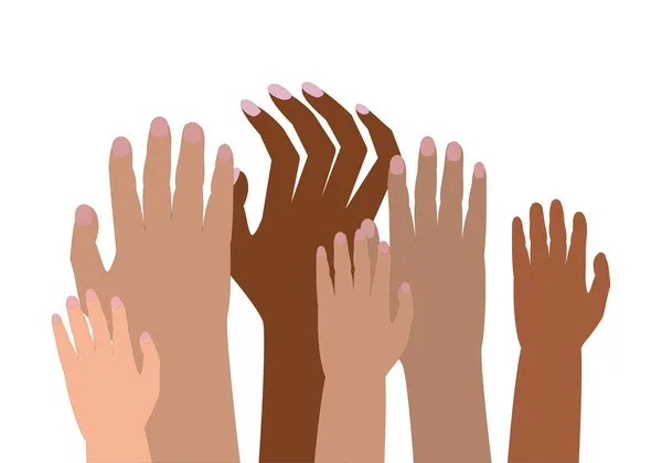 Руки Людей Які Просять Допомоги Білому Тлі Біженці Просять Допомоги — стоковий вектор