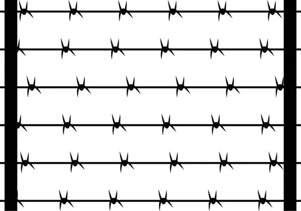 Taggtråd Staket Svart Vit Bakgrund Flyktingläger Koncentrationsläger Fångläger Fängelse Eller — Stock vektor