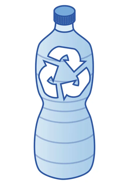 Reciclaje Plástico Botella Plástico Azul Con Símbolo Reciclaje Blanco — Archivo Imágenes Vectoriales
