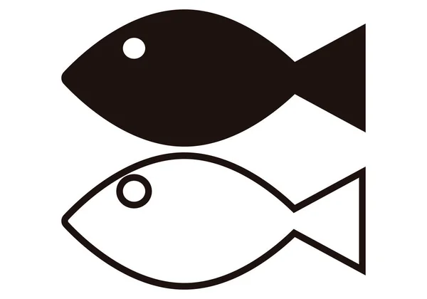 Fish Zwart Pictogram Witte Achtergrond — Stockvector