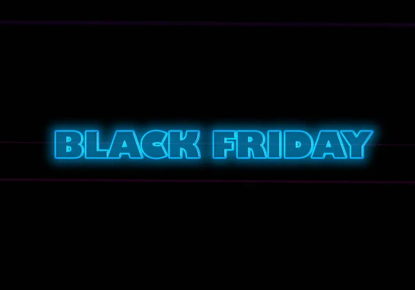 Black Friday Neon Letters Black Background — Stock Photo, Image