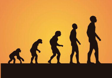 İnsan evriminin siyah silueti.