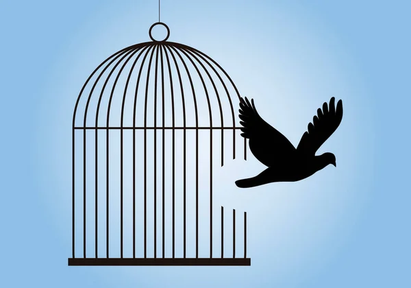 Pigeon Silhouette Escaping Cage — Stock Vector