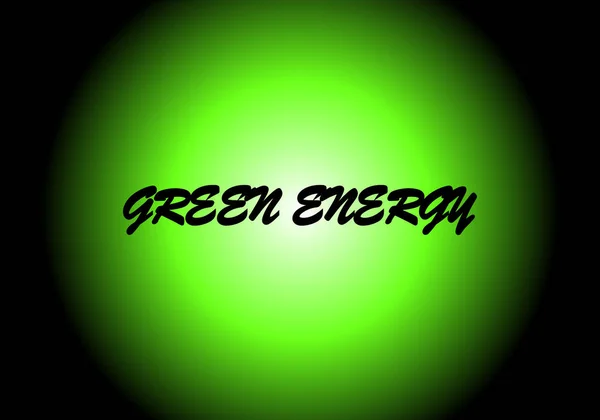 Groene Hernieuwbare Schone Energie Groene Energietekst Groene Radiale Gradiënt Zwarte — Stockvector