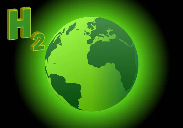 Yeşil Hidrojen Yeşil Temiz Yenilenebilir Enerji Dünya Gezegeni Yayıyor Uzaya — Stok Vektör
