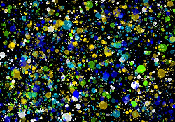 Fond Bulles Confettis Colorées Vert Moutarde Bleu Blanc Sur Fond — Photo