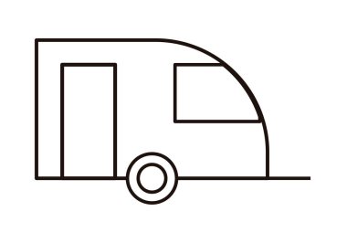 Beyaz arkaplanda siyah karavan simgesi.