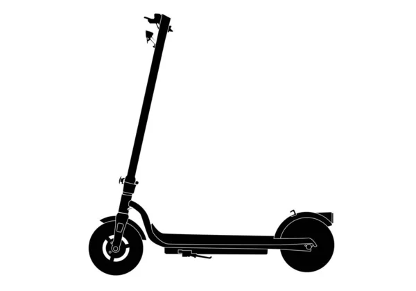 Silhouette Noire Scooter Avec Trait Blanc Sur Fond Blanc — Image vectorielle