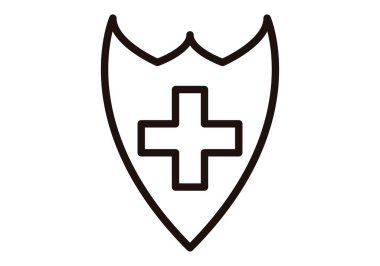 Tıbbi sigorta kalkanı siyah simgesi