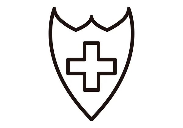 Seguro Médico Escudo Icono Negro — Archivo Imágenes Vectoriales
