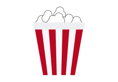 Beyaz arkaplanda sinema için patlamış mısır simgesi.