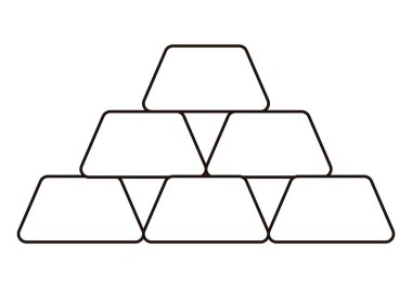 Beyaz arkaplanda altın külçe siyah simge.