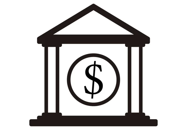 Μαύρο Εικονίδιο Τράπεζας Λευκό Φόντο — Διανυσματικό Αρχείο