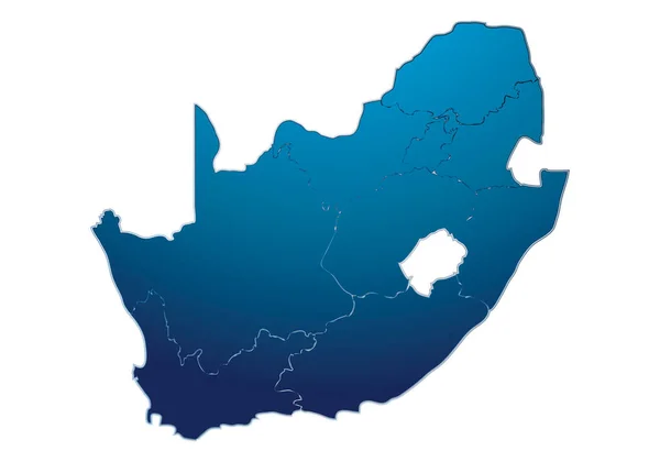 Carte Bleue Afrique Sud Fond Blanc — Image vectorielle