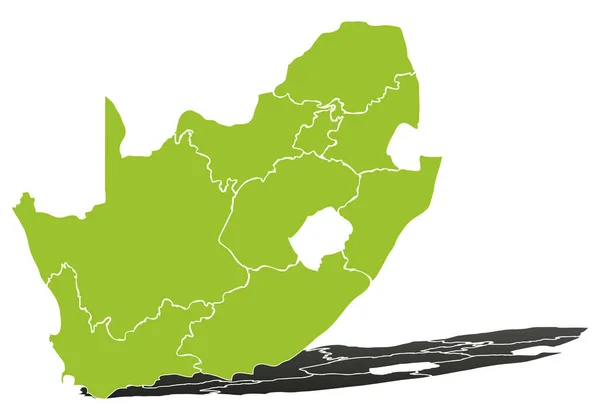 Green Jižní Afrika Mapa Bílém Pozadí — Stockový vektor