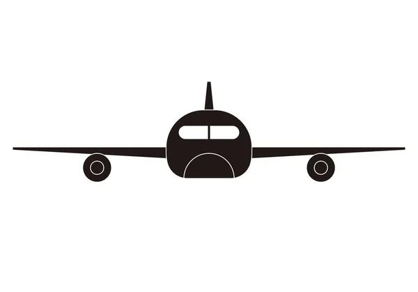 Flying Airplane Black Icon White Background — Stock Vector