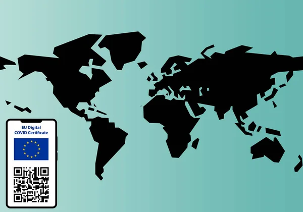 Certifikát Covid Světě Evropský Digitální Certifikát Covid Pro Cestování Světě — Stockový vektor