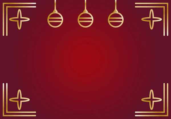 Roter Hintergrund Mit Weihnachtskugel Und Goldenem Stern — Stockvektor