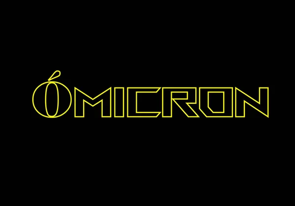 Micron Neon Giallo Tratto Testo Fondo Nero Titolo Della Variante — Vettoriale Stock