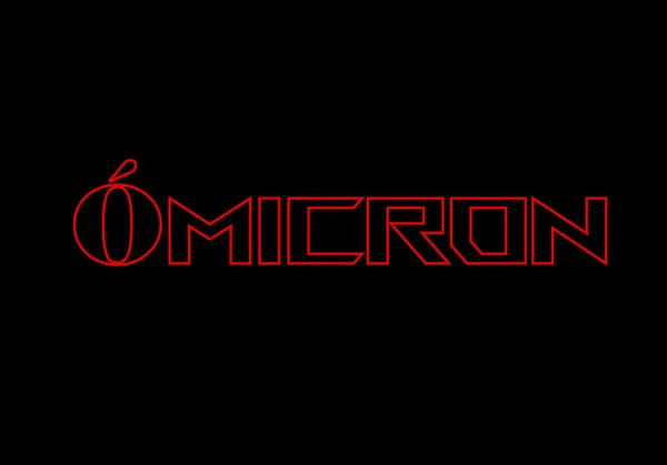 Micron Testo Rosso Fondo Nero Titolo Della Variante Omicron Rosso — Vettoriale Stock