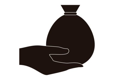 Elin simgesi para çuvalı veriyor.