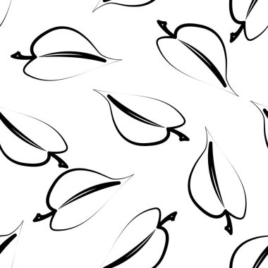 Beyaz arkaplanda siyah renkte yaprakların kare deseni