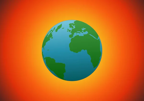 Planète Terre Avec Fond Solaire Dans Les Tons Jaune Rouge — Image vectorielle