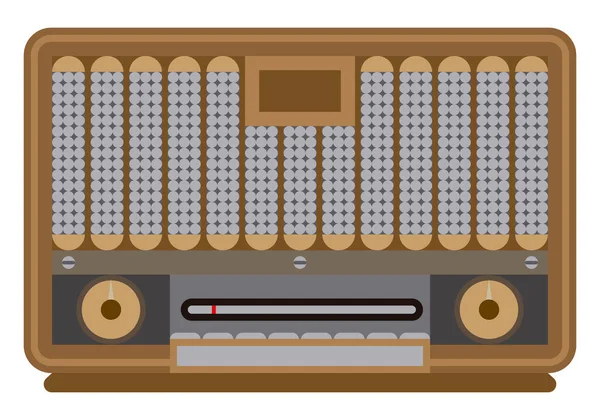 Beyaz Arka Planda Klasik Ahşap Radyo — Stok Vektör