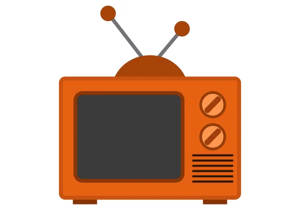 Starý Oranžový Televizor Bílém Pozadí — Stockový vektor