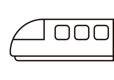 Beyaz arka planda siyah tren simgesi.