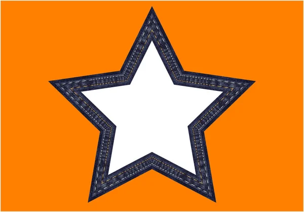 Αστέρι Μπλε Denim Denim Cowboy Τζιν Stroke Πορτοκαλί Φόντο Πρότυπο — Διανυσματικό Αρχείο