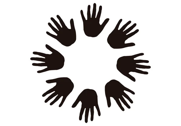 Ręce Kręgu Wspierającym Pomagającym Sobie Nawzajem — Wektor stockowy