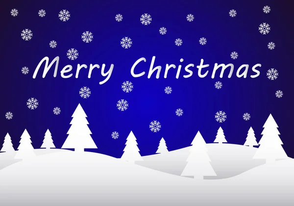 Salutation Noël Bleue Avec Paysage Enneigé — Image vectorielle