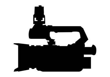Bir muhabir kamerasının siyah silueti