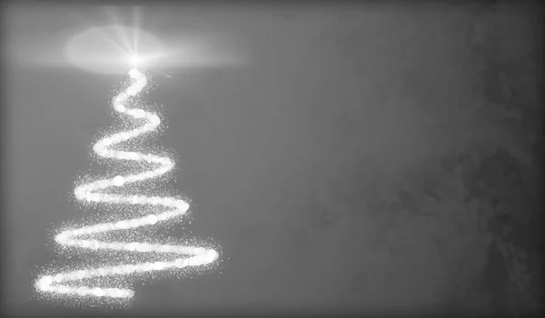 Kartka Świąteczna Szarym Tle Błyszczące Drzewo — Zdjęcie stockowe