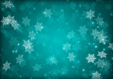 Mavi arkaplanda Noel kar taneleri.