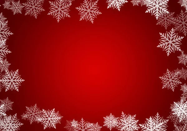 Fiocchi Neve Natale Sfondo Sfumato Rosso — Foto Stock