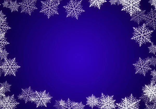 Flocos Neve Natal Fundo Gradiente Azul — Fotografia de Stock