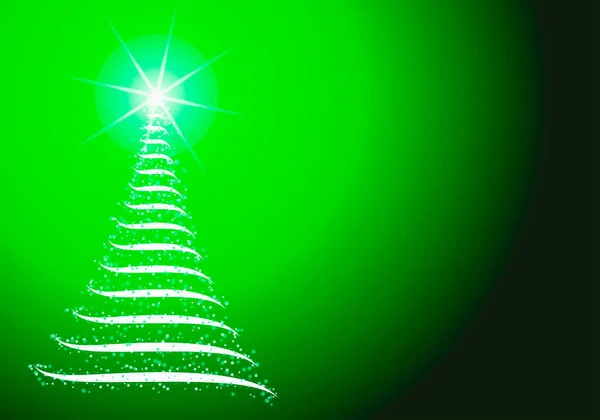 Kerstmis Groene Achtergrond Met Glanzende Kerstboom — Stockfoto