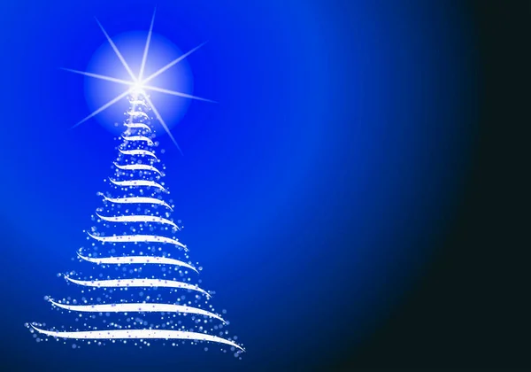 Fondo Azul Navidad Con Árbol Navidad Brillante — Foto de Stock