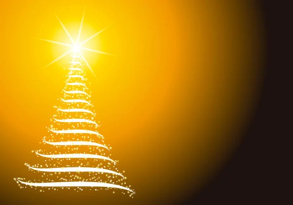 Χριστουγεννιάτικο Κίτρινο Φόντο Λαμπερό Χριστουγεννιάτικο Δέντρο — Φωτογραφία Αρχείου