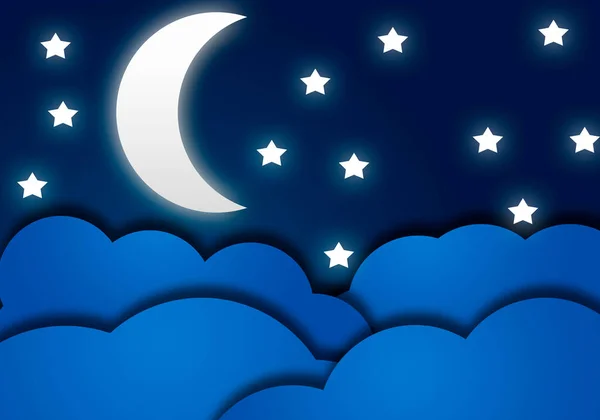 雲と月と星空の背景 — ストック写真