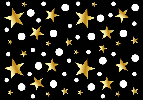 金色の星と白の黒の背景 — ストックベクタ