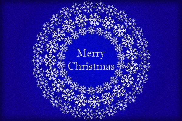 Cartão Natal Com Flocos Neve Sobre Fundo Azul Pintado — Fotografia de Stock